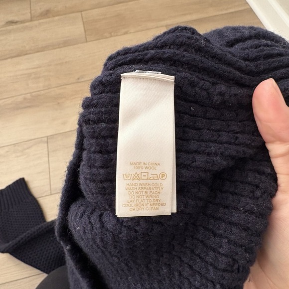 Kate Spade Wool Sweater Small S Blue White Fair Isle Pom Poms Chunky Knit - Picture 5 of 6